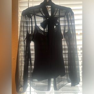 DVF sheer bowtie top